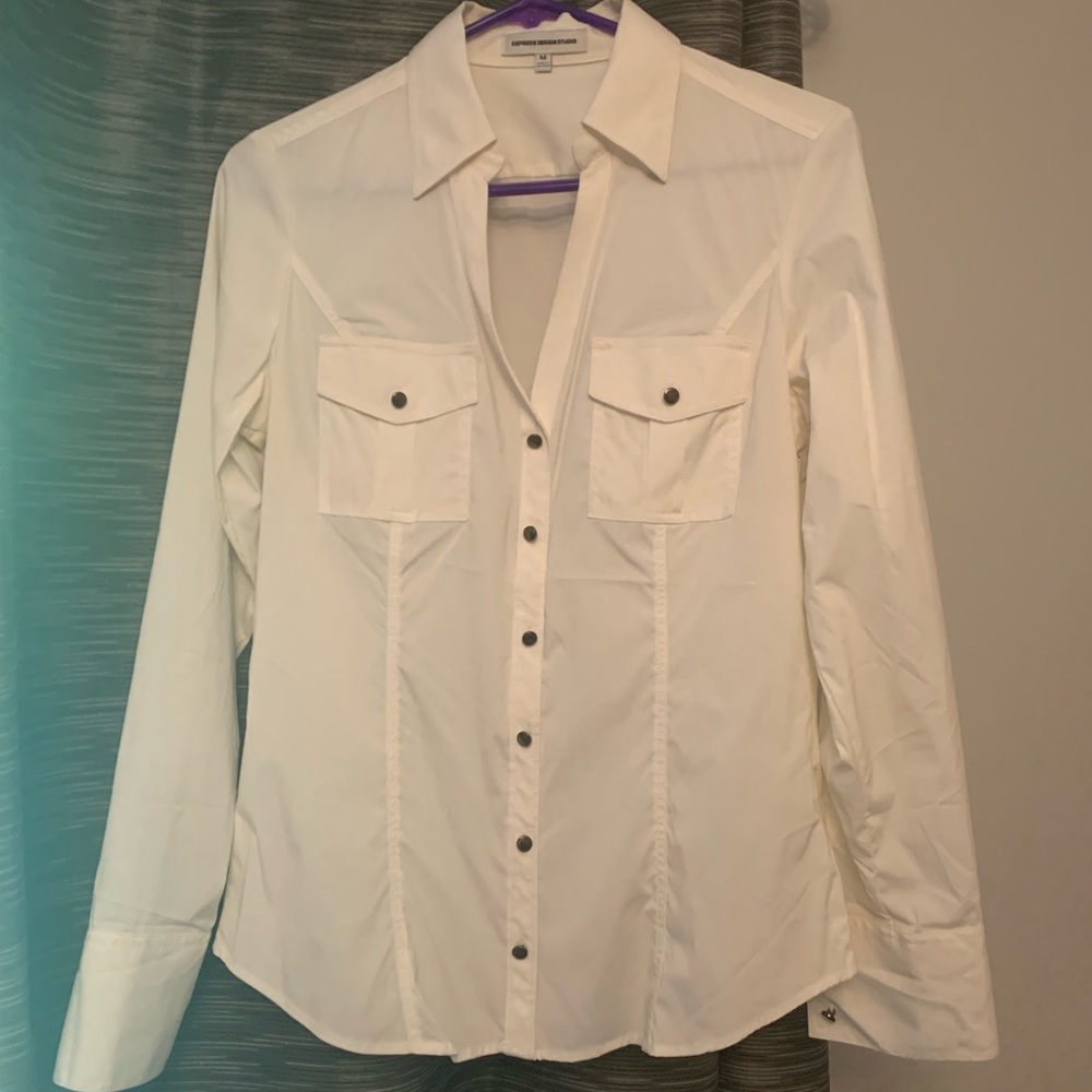 Express white M Fitted Dress Shirt